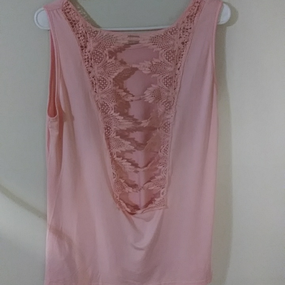 Light Coral Sleeveless Top Intricate Lace Back